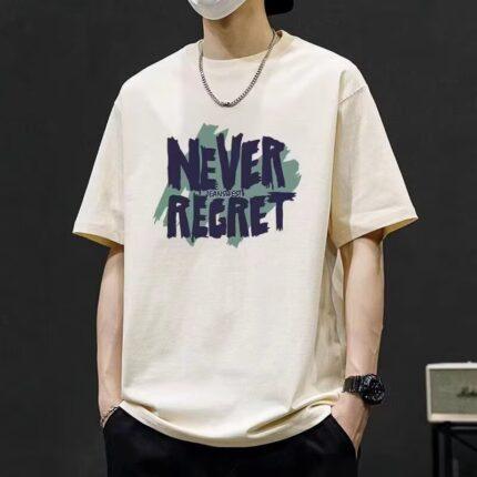 [Source] short sleeve T-shirt men's summer body shirt loose crew neck trend versatile American letter print top